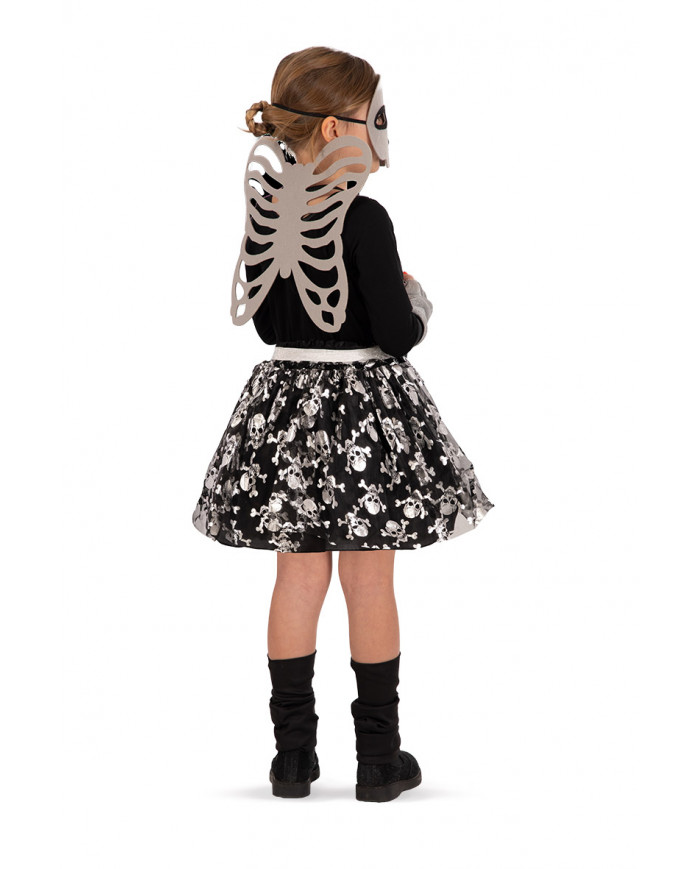 Set consisting of skirt, mask and skeleton wings. Girl's