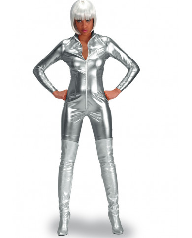 Silver stretchy lycra bodysuit. Silver stretchy lycra bodysuit.
