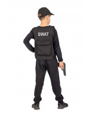 Set consisting of jacket and hat in black fabric, fake plastic