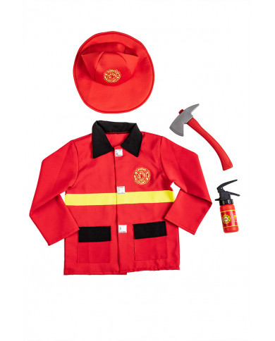 Set consisting of jacket and hat in red fabric, fake fire Set consisting of jacket and hat in red fabric, fake fire