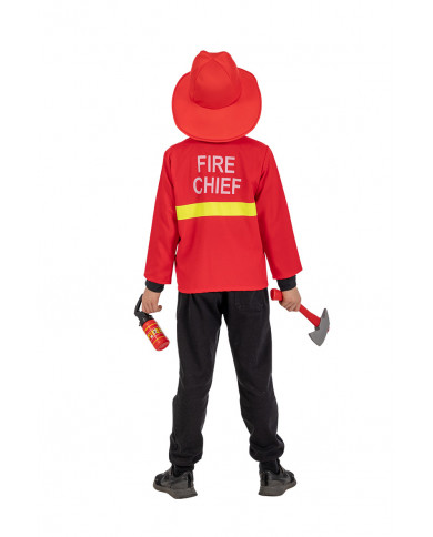 Set consisting of jacket and hat in red fabric, fake fire Set consisting of jacket and hat in red fabric, fake fire