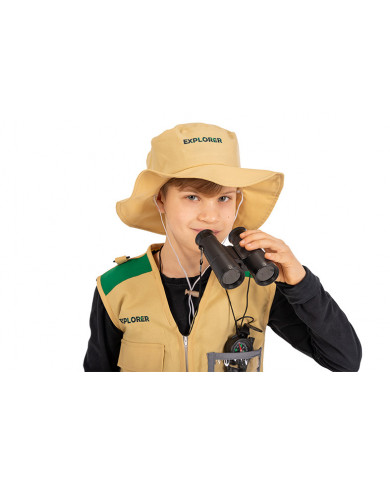 Set consisting of jacket and hat in beige fabric, fake plastic