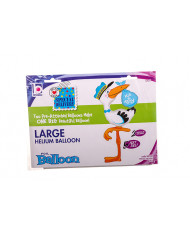 Stork-shaped foil balloon with blue bundle. Decoration for baby Stork-shaped foil balloon with blue bundle. Decoration for baby