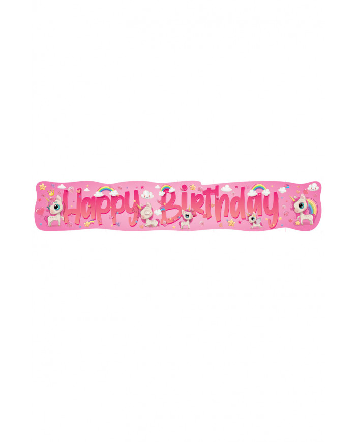 Unicorn "HAPPY BIRTHDAY" banner. It measures approximately 138