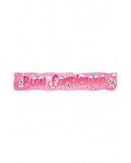 "BUON COMPLEANNO" banner with unicorns pattern. It measures
