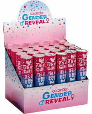 Gender-revealing air-compressed cannon shoots blue confetti Gender-revealing air-compressed cannon shoots blue confetti