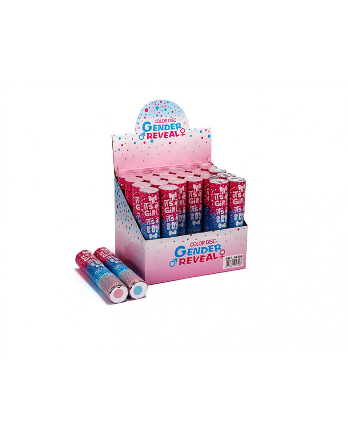 Gender-revealing air-compressed cannon shoots blue confetti Gender-revealing air-compressed cannon shoots blue confetti