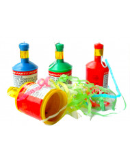 Pack of 12 streamer-shooter bottles approx. 2,6cm in diameter. Pack of 12 streamer-shooter bottles approx. 2,6cm in diameter.