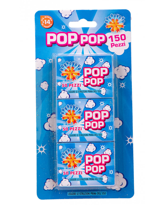 Pack of 3 boxes each containing 50 small pop-pop crackers