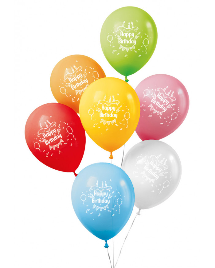 20 Luftballons HAPPY BIRTHDAY versch. Farben Durchm. 26 cm in Beutel
