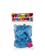 Package containing 20 blue balloons, 26cm in diameter. Package containing 20 blue balloons, 26cm in diameter.