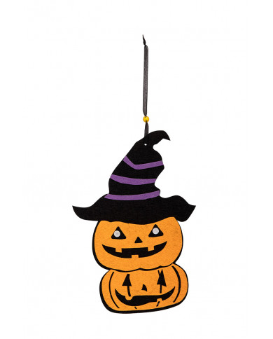 Pumpkins with felt witch hat, approx. 40 cm in height. Hanging