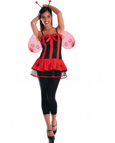 Abito elasticizzato con sottogonna in tulle, ali e cerchietto.