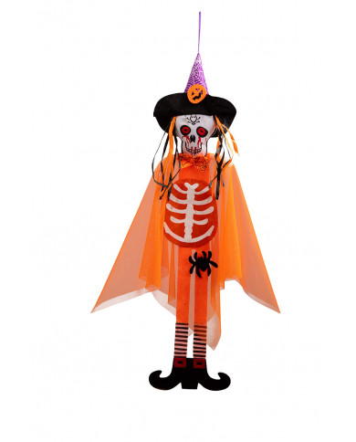 Orange felt skeleton, approx. 100 cm in height. Hanging