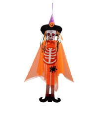 Orange felt skeleton, approx. 100 cm in height. Hanging