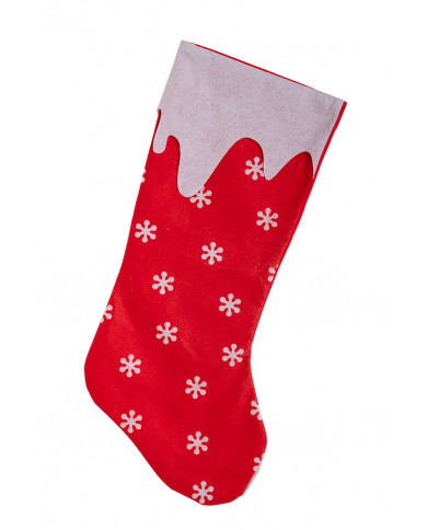 White and red stocking made of soft felt in 3 assorted models. White and red stocking made of soft felt in 3 assorted models.