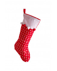 White and red stocking made of soft felt in 3 assorted models. White and red stocking made of soft felt in 3 assorted models.