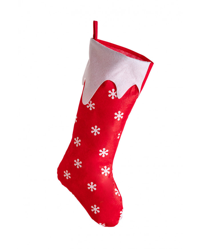 White and red stocking made of soft felt in 3 assorted models. White and red stocking made of soft felt in 3 assorted models.