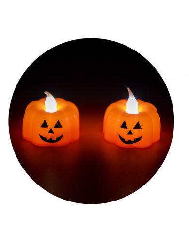 Pumpkin-shaped t-light candle, approx. 4cm tall. Decoration