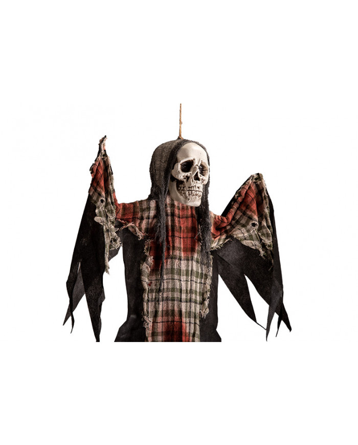 Skeleton with a bloody tartan pattern, approx 120cm tall.