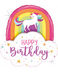 Cloud-shaped foil balloon with rainbow, height approx. 89 cm.