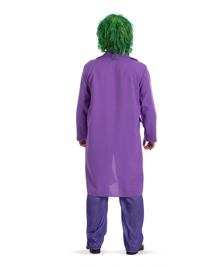 Purple Crazy Clown costume for man, consisting of jacket with