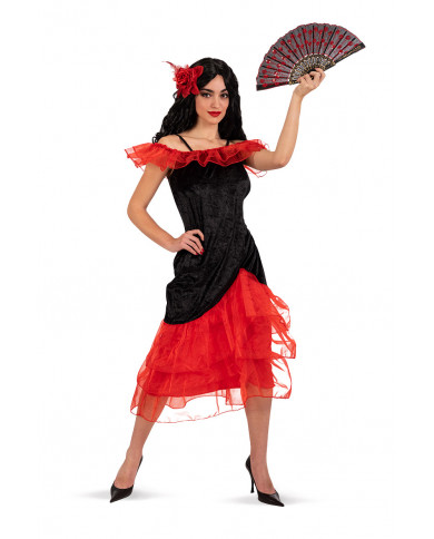 Costume da spagnola donna composto da abito in colore nero e