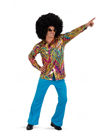 Disco colour dance shirt, for man in one size that dresses M/L. Disco colour dance shirt, for man in one size that dresses M/L.