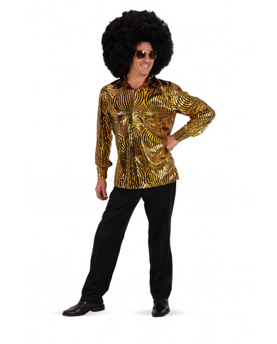 Disco gold-colour dance shirt, for man in one size that dresses Disco gold-colour dance shirt, for man in one size that dresses
