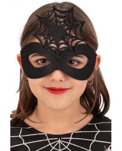Half-face mask in black fabric w/spiderweb ontop. Original Half-face mask in black fabric w/spiderweb ontop. Original