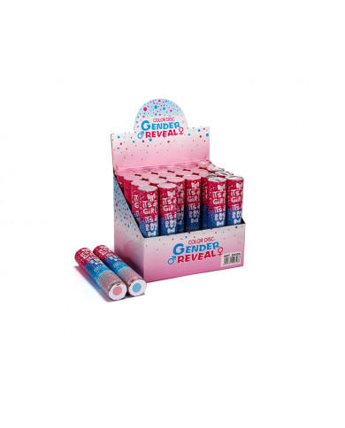Gender-revealing air-compressed cannon shoots pink confetti Gender-revealing air-compressed cannon shoots pink confetti
