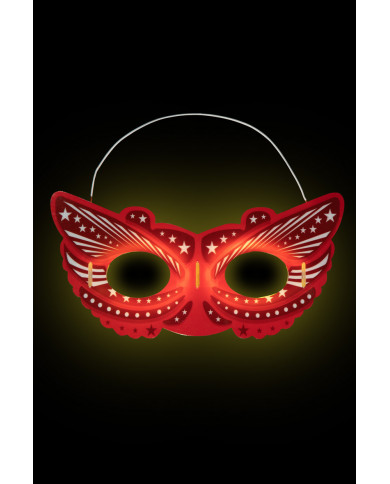 Half-face mask in the shape of a phosphorescent red butterfly Half-face mask in the shape of a phosphorescent red butterfly