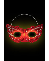 Half-face mask in the shape of a phosphorescent red butterfly