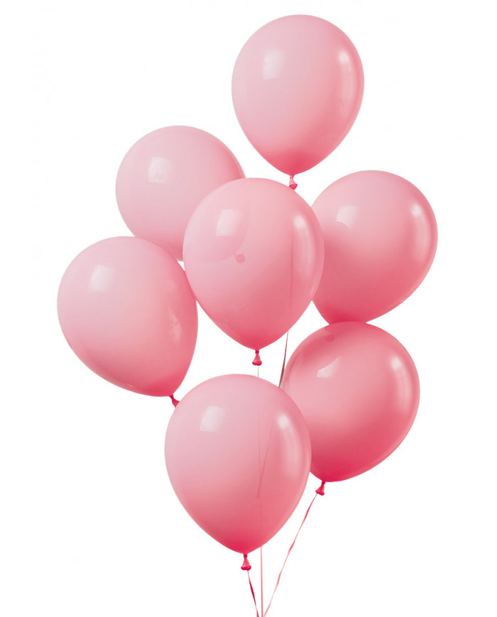 50 globos rosa de unos 26 cm de diámetro en bolsa con solapa de cartón