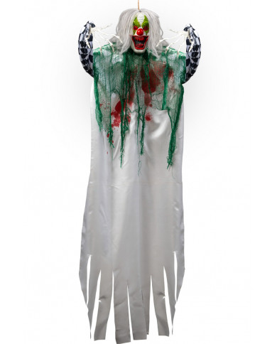 Clown with hair and satin dress. Terrifying decoration to hang Clown with hair and satin dress. Terrifying decoration to hang