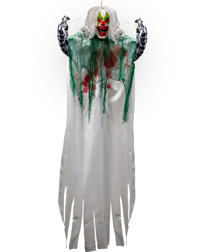 Clown with hair and satin dress. Terrifying decoration to hang Clown with hair and satin dress. Terrifying decoration to hang