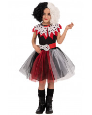 Cruella costume for girl consisting of a dress and belt. Ideal