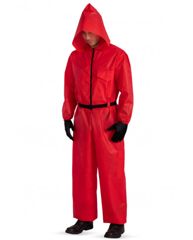 "The squid" costume consisting of a unisex red jumpsuit. Ideal