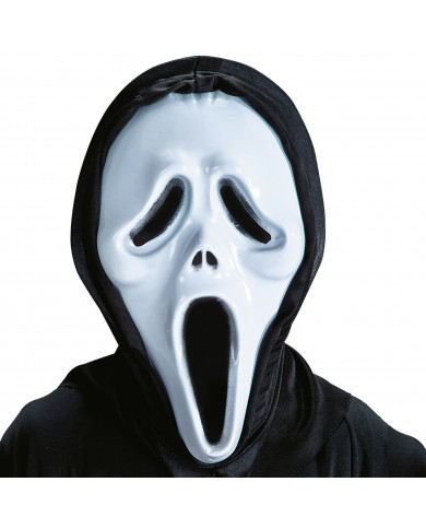 Máscara fantasma de plástico con capucha en bolsa con solapa de cartón Máscara fantasma de plástico con capucha en bolsa con solapa de cartón