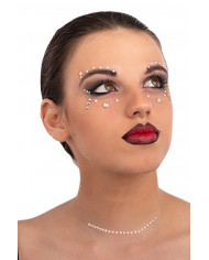 Fiche de décorations autocollantes crystal perles pour visage dans une pochette sur papier cartonné Fiche de décorations autocollantes crystal perles pour visage dans une pochette sur papier cartonné
