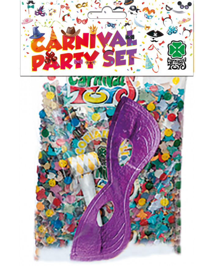 Party set (1 confetti bag 50 gr, 1 blowout, 1 mask) in pbh Party set (1 confetti bag 50 gr, 1 blowout, 1 mask) in pbh