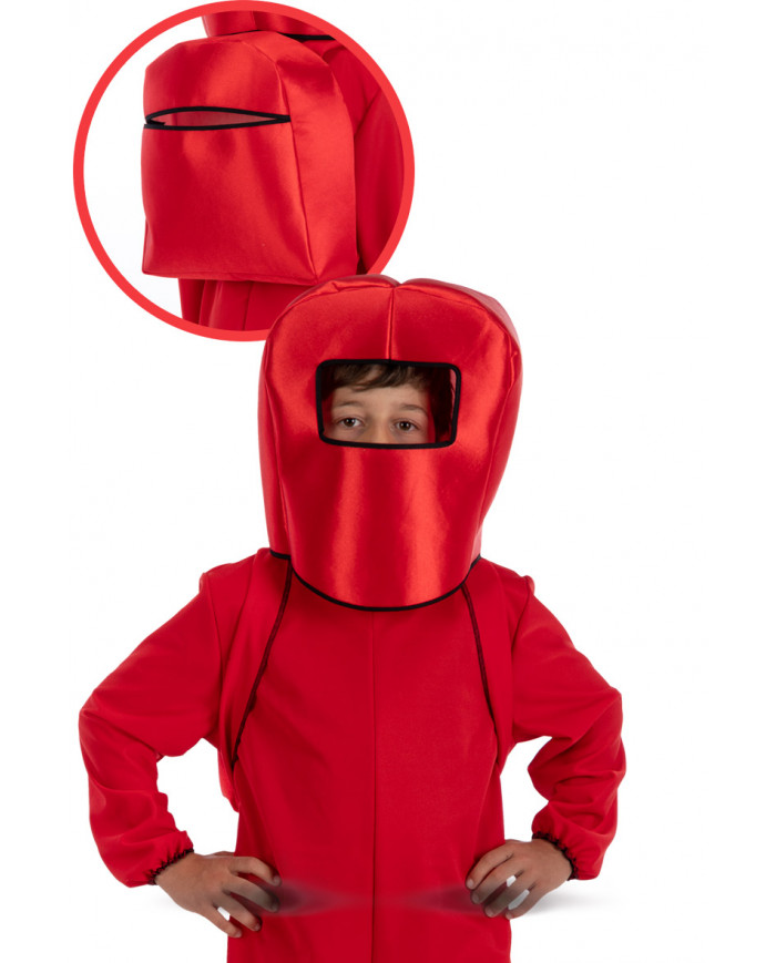 Ensemble déguisement Imposteur rouge (casque et sac à dos) dans une