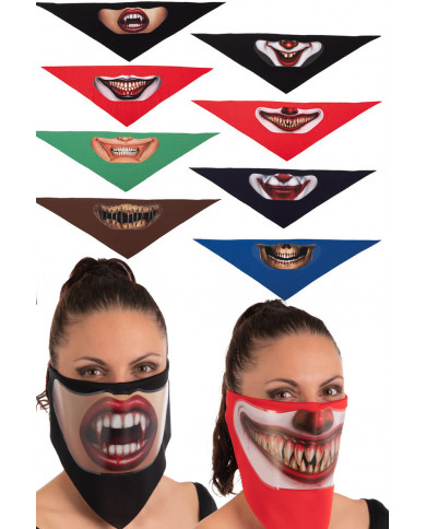 Bandana de tela con boca de terror de color y modelo surtidos con etiqueta colgante/etiqueta Bandana de tela con boca de terror de color y modelo surtidos con etiqueta colgante/etiqueta
