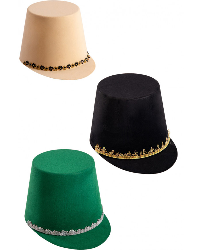 Flocked majorette hat (size 58), assorted colours with hangtag/label