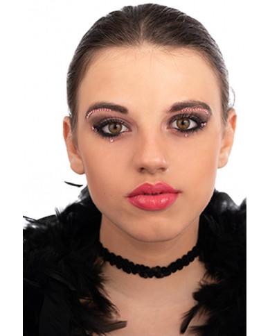 Fiche de décorations autocollantes crystal pour visage dans une pochette sur papier cartonné