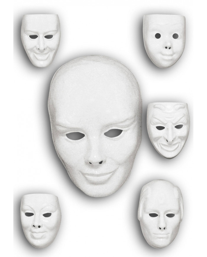 White assorted human faces in plastic, to be colored following White assorted human faces in plastic, to be colored following