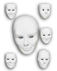 White assorted human faces in plastic, to be colored following White assorted human faces in plastic, to be colored following