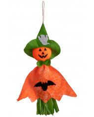 Hanging Pumpkin skeleton, 40 cm tall, with label.