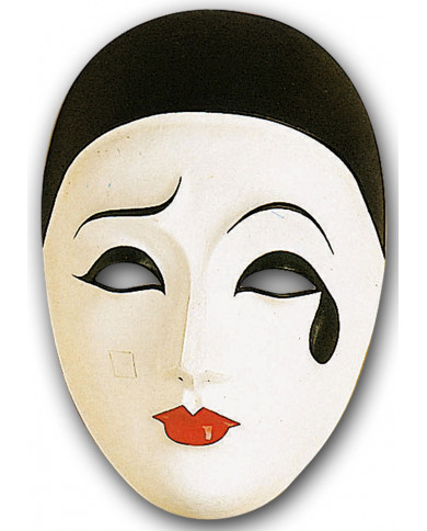 Maschera di Carnevale da Pierrot classica di colore bianco con