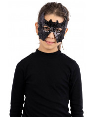 Masque chauve-souris noir en tissu avec paillettes avec carte d’en-tête